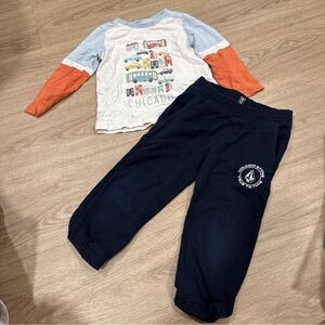 Volcom Navy Sweatpants with Kids Raglan Graphic Tee 4T